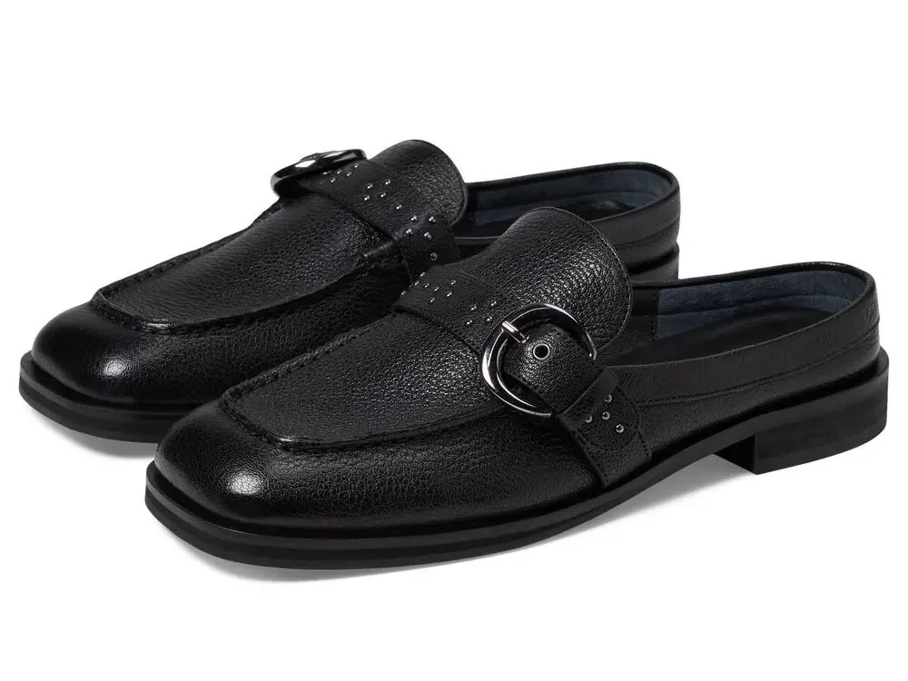 FREE PEOPLE MAZIE MOC TOE MULE BLACK LEATHER EU 38 (US WOMEN'S 8) M